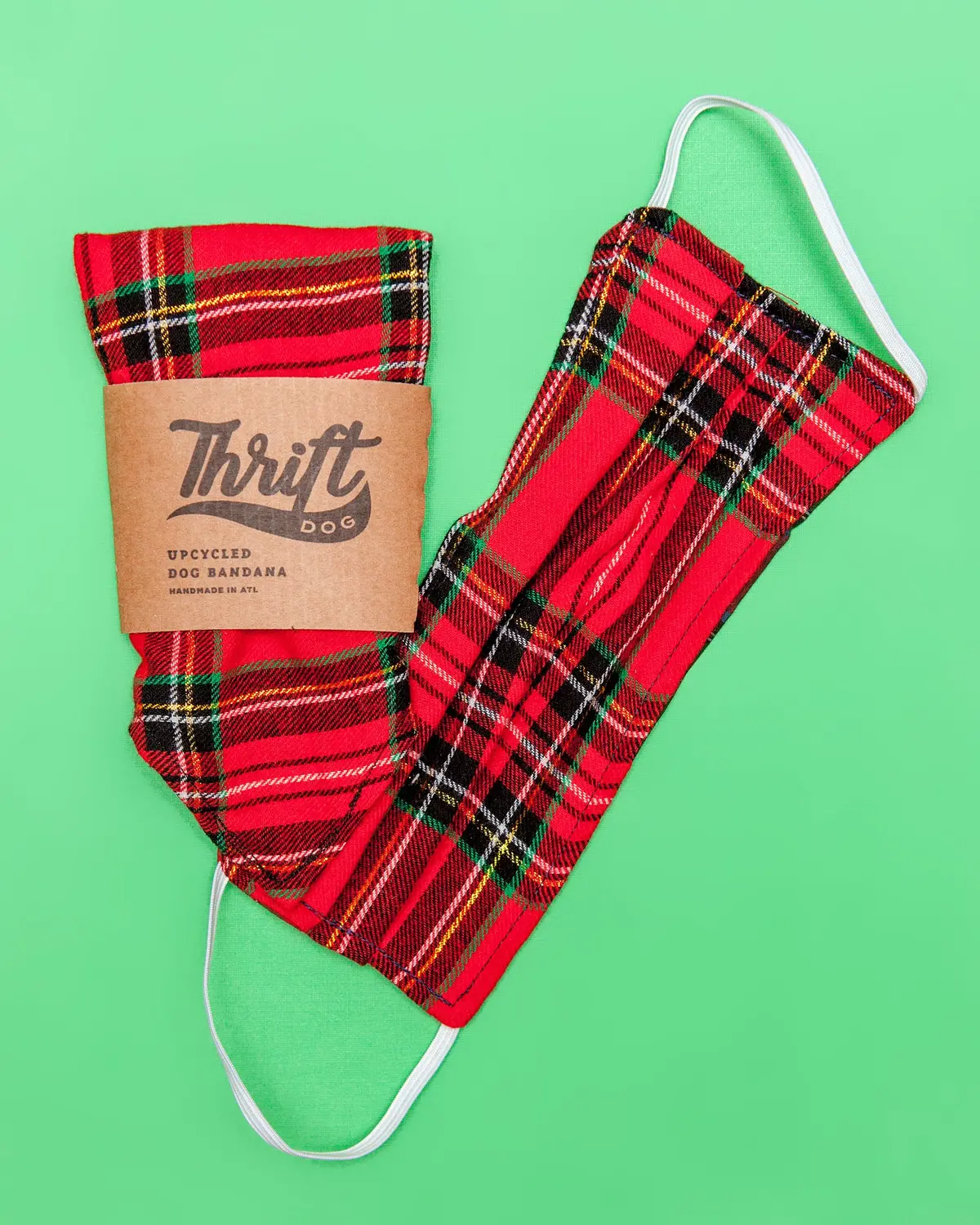Matching Face Mask & Dog Bandana Set In Tinsel Tartan 1