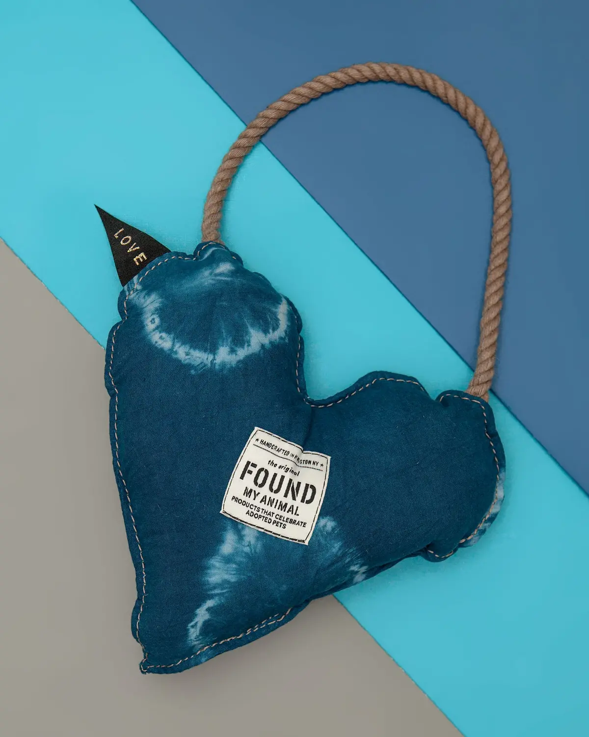 Batik Cotton Heart Dog Toy In Indigo (Made In The Usa) 1