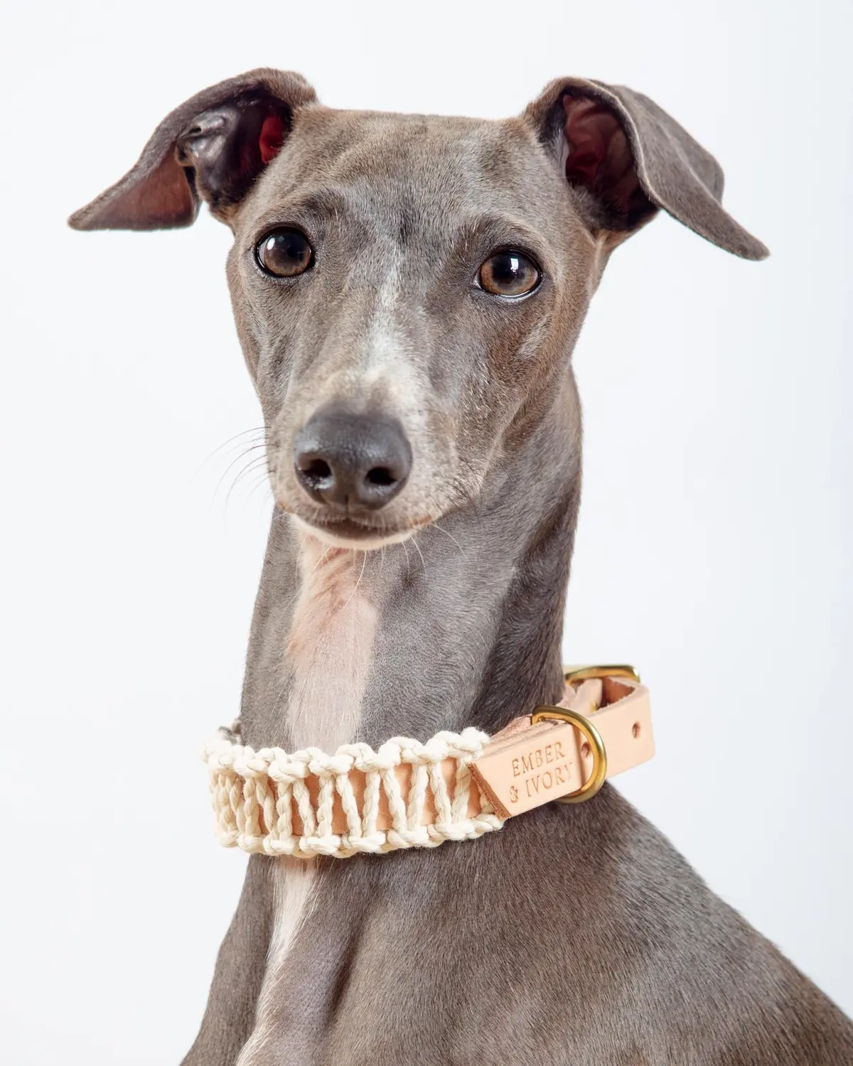 Macrame & Leather Dog Collar In Natural (Made In The Usa) (Clearance) 1