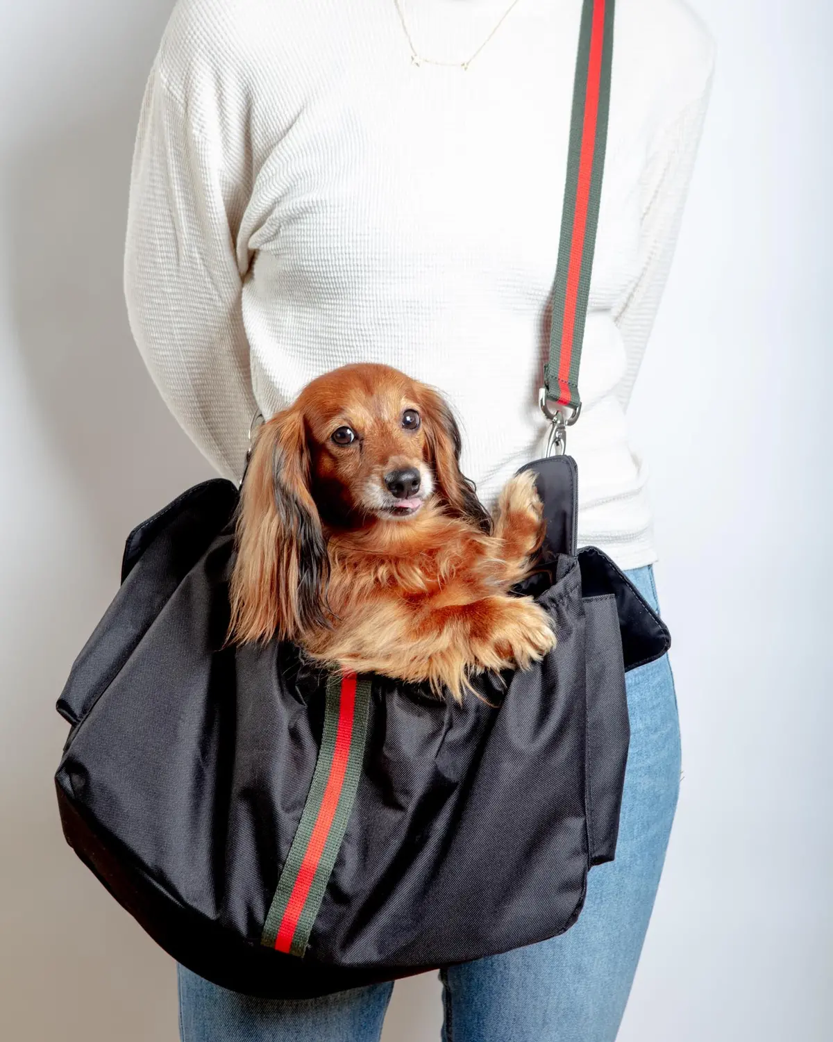 Gigi Sling Pet Carrier In Black W/ Stripes (Made In The Usa) 1
