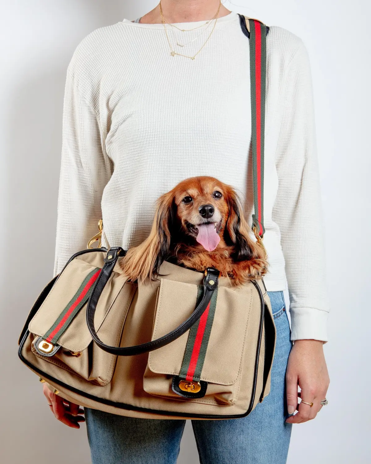 Marlee Duffle Dog Carrier In Khaki (Made In The Usa) 1