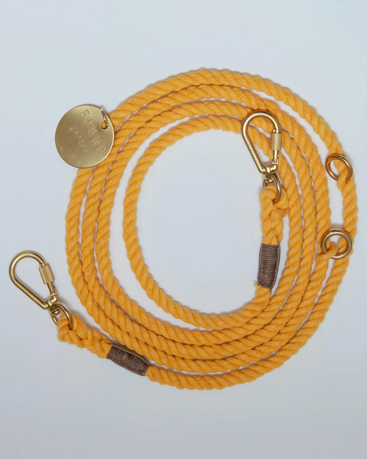 Adjustable Rope Dog Lead In Butter Yellow (Made In The Usa) 1