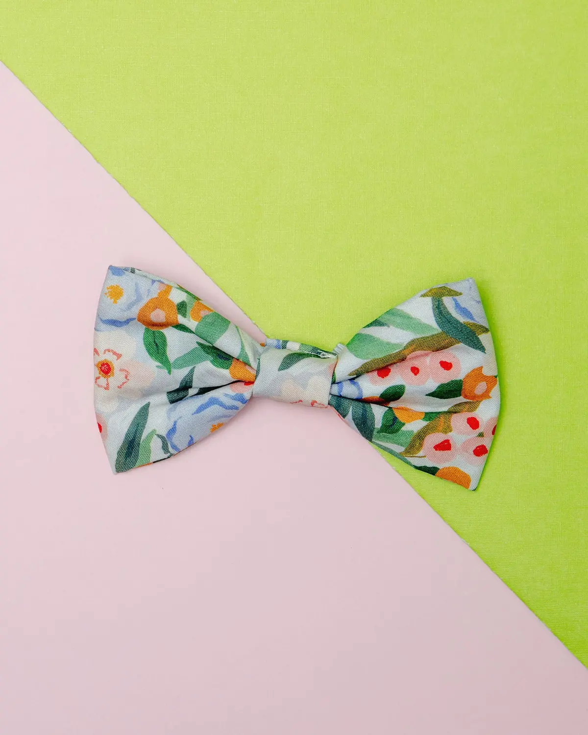 Gathered Floral Print Dog Bow Tie (Made In The Usa) << Clearance >> 1