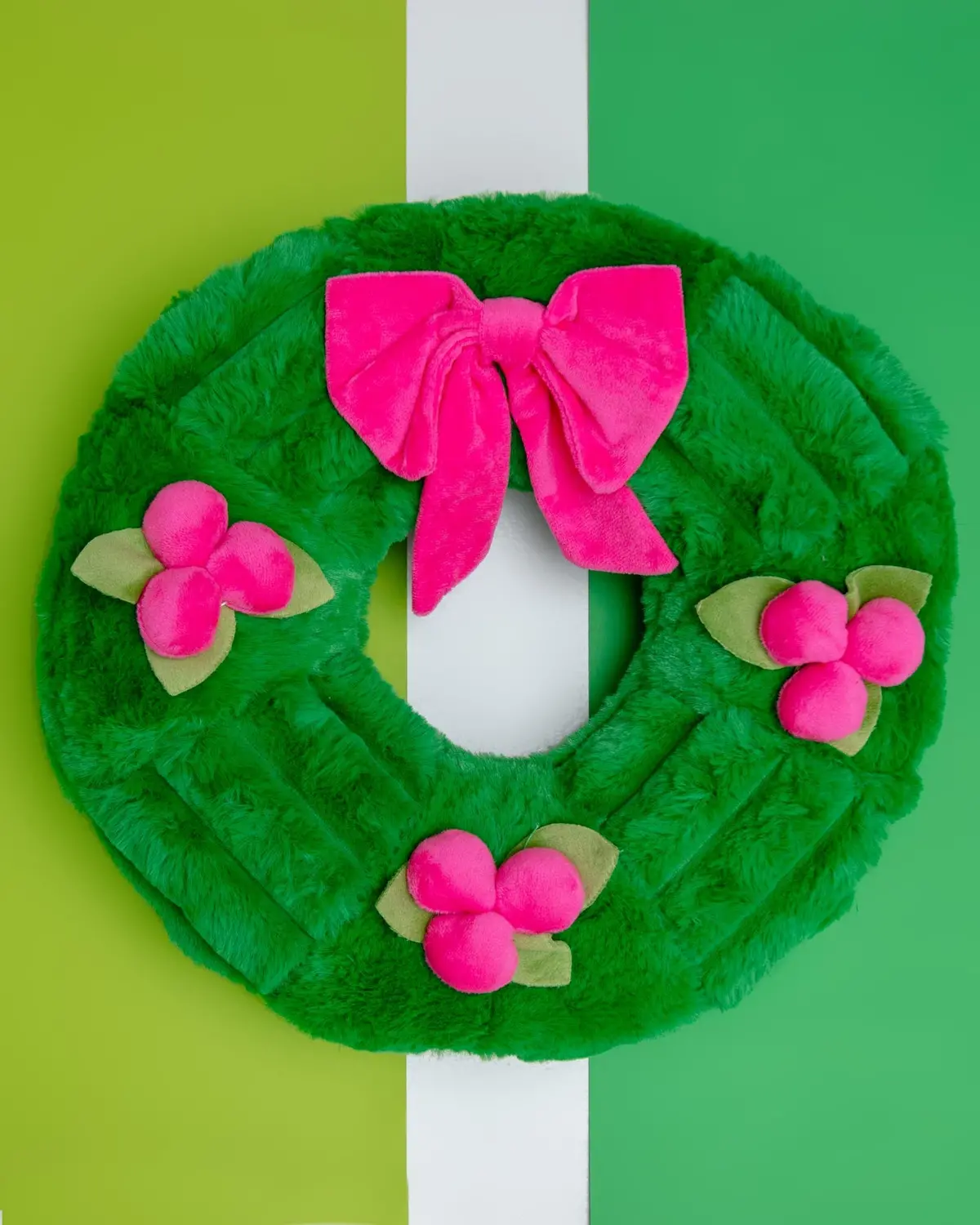 Sweet Holly Berry Wreath Squeaky Plush Dog Toy (15") (Final Sale) 1