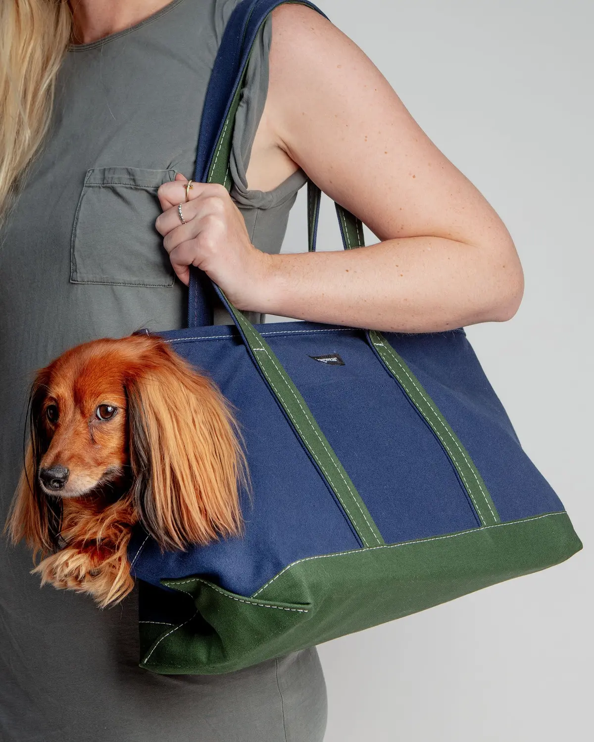 Boat Canvas Dog Tote In Navy And Olive (Dog & Co. Exclusive - Made In The Usa) << Final Sale >> 1