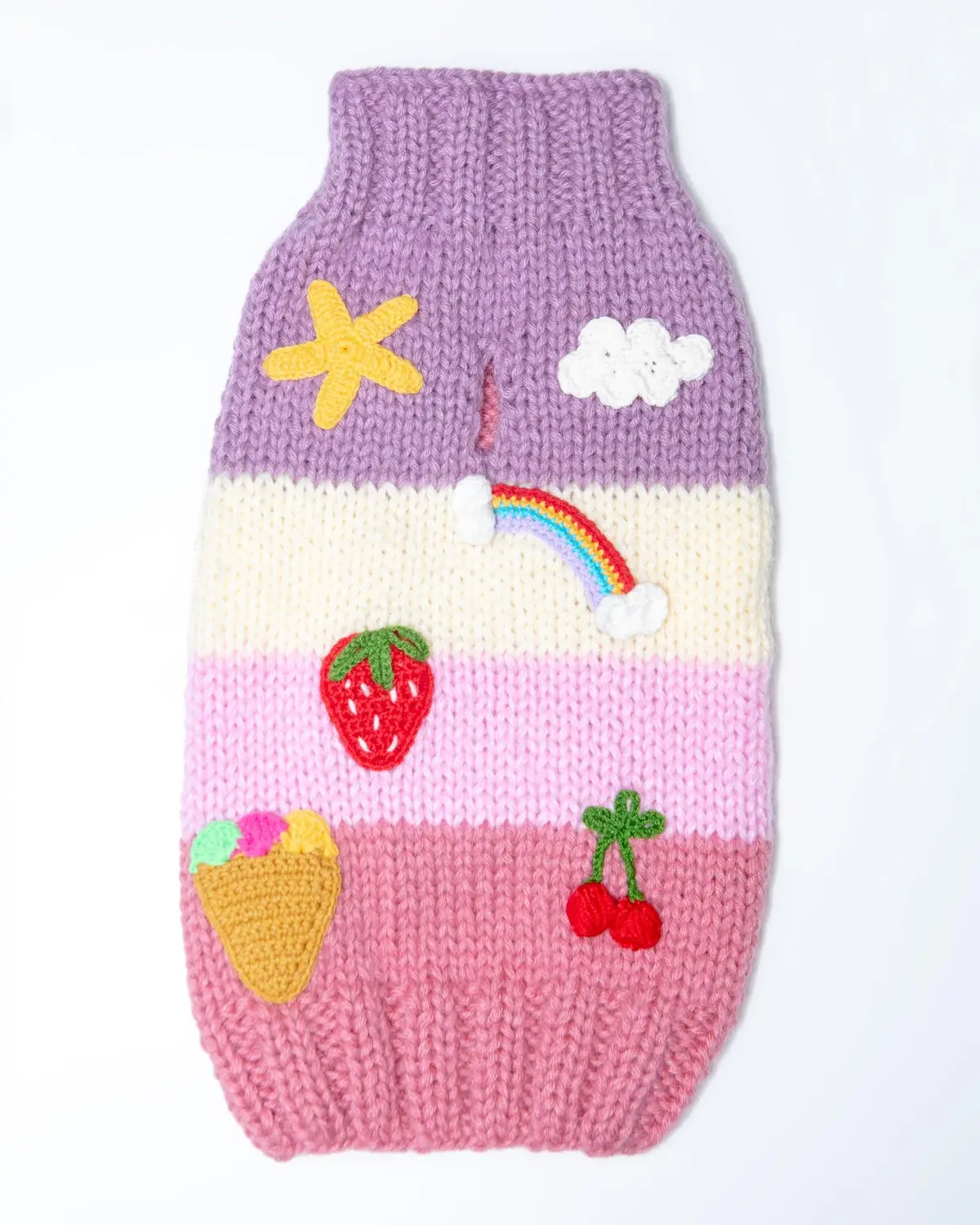 Tutti Fruity Fruits Handknit Dog Sweater 1