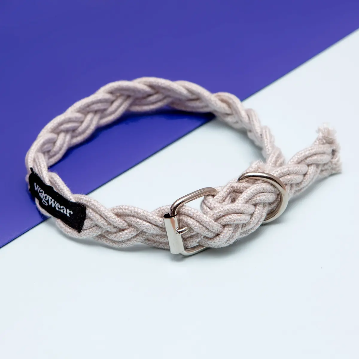 Braided Fisherman Dog Collar In Off-White (Made In The Usa) 1