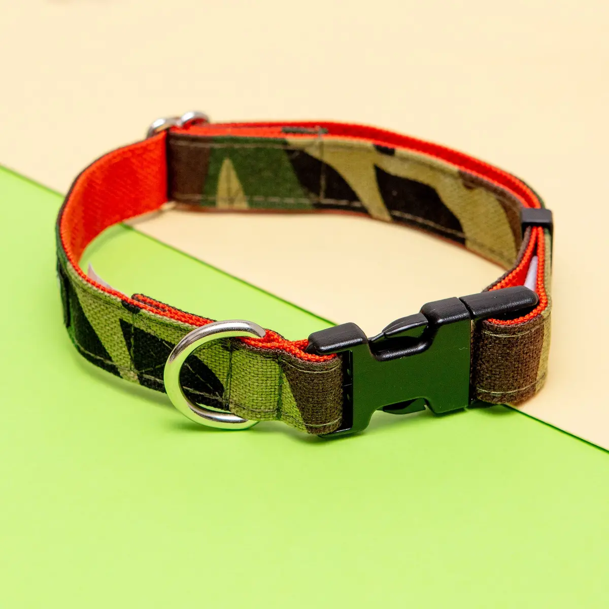 Cordura Dog Collar In Camo & Neon Orange (Made In The Usa) 1