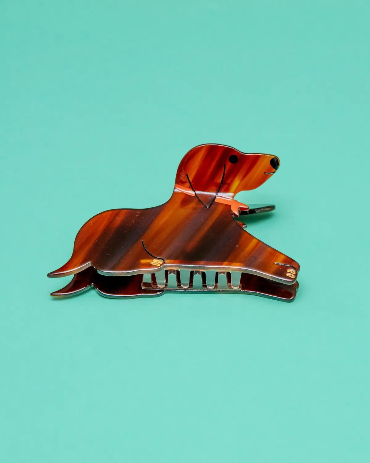 Hand Painted Dachshund Hair Clip 1