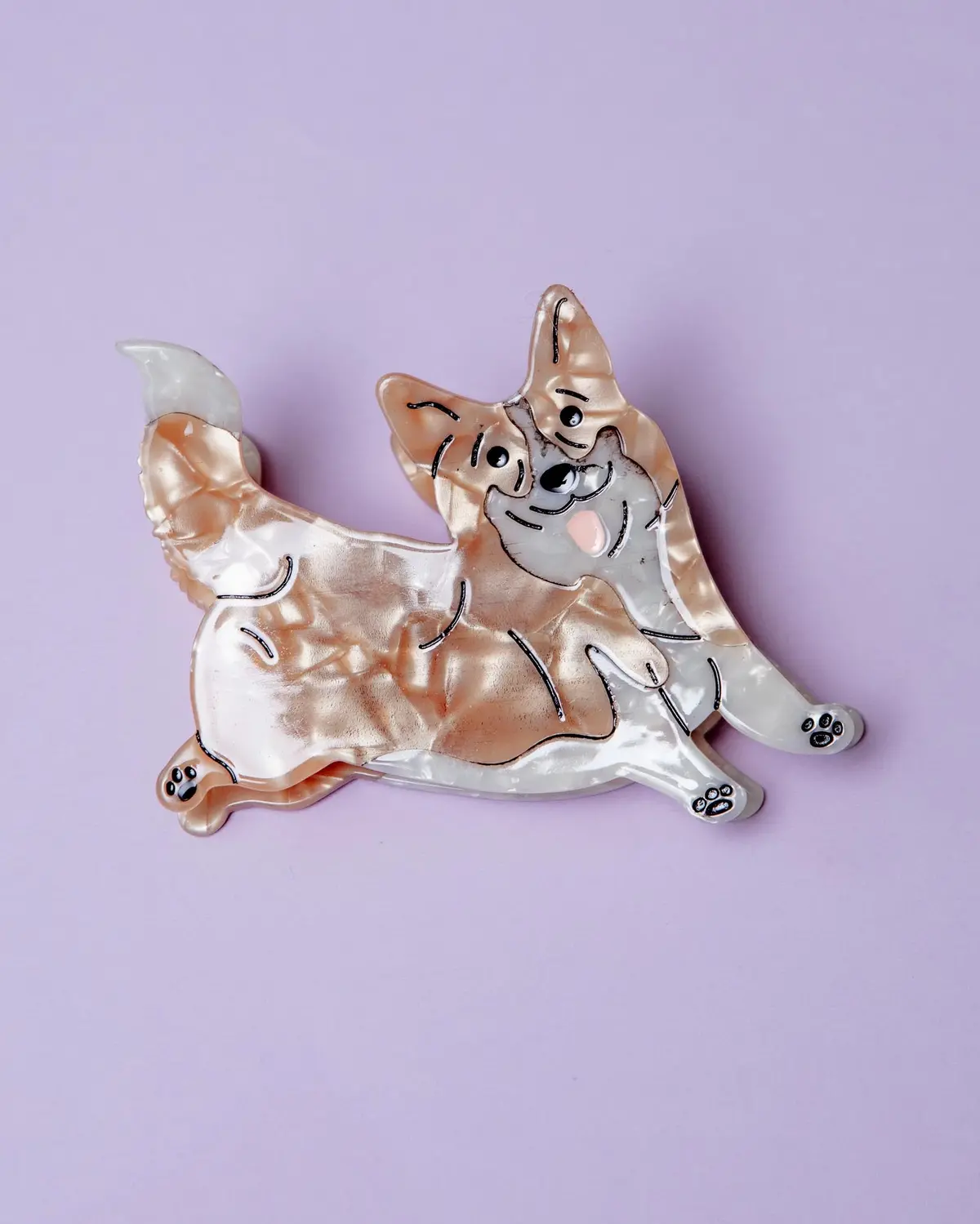 Hand Painted Corgi Hair Clip 1