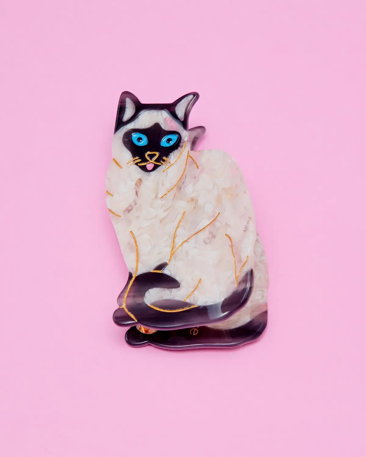 Hand Painted Siamese Cat Hair Clip 1