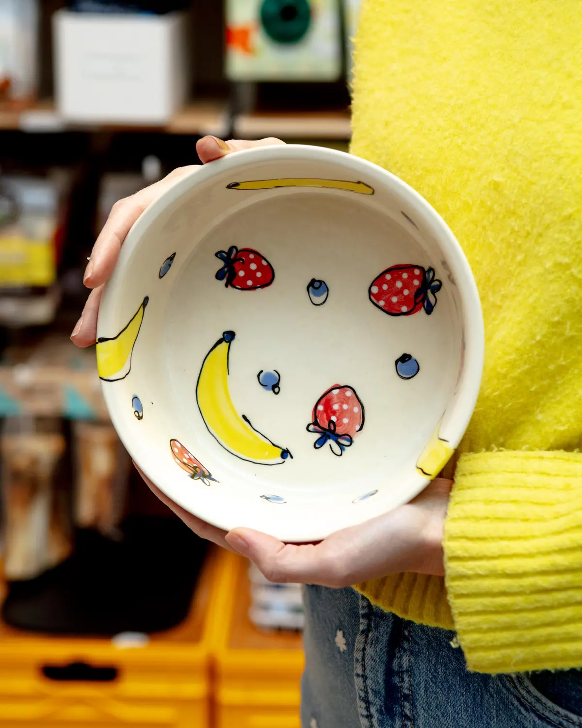 Handmade Ceramic Dog Bowl In Fruit Salad (Made In The Usa) 1