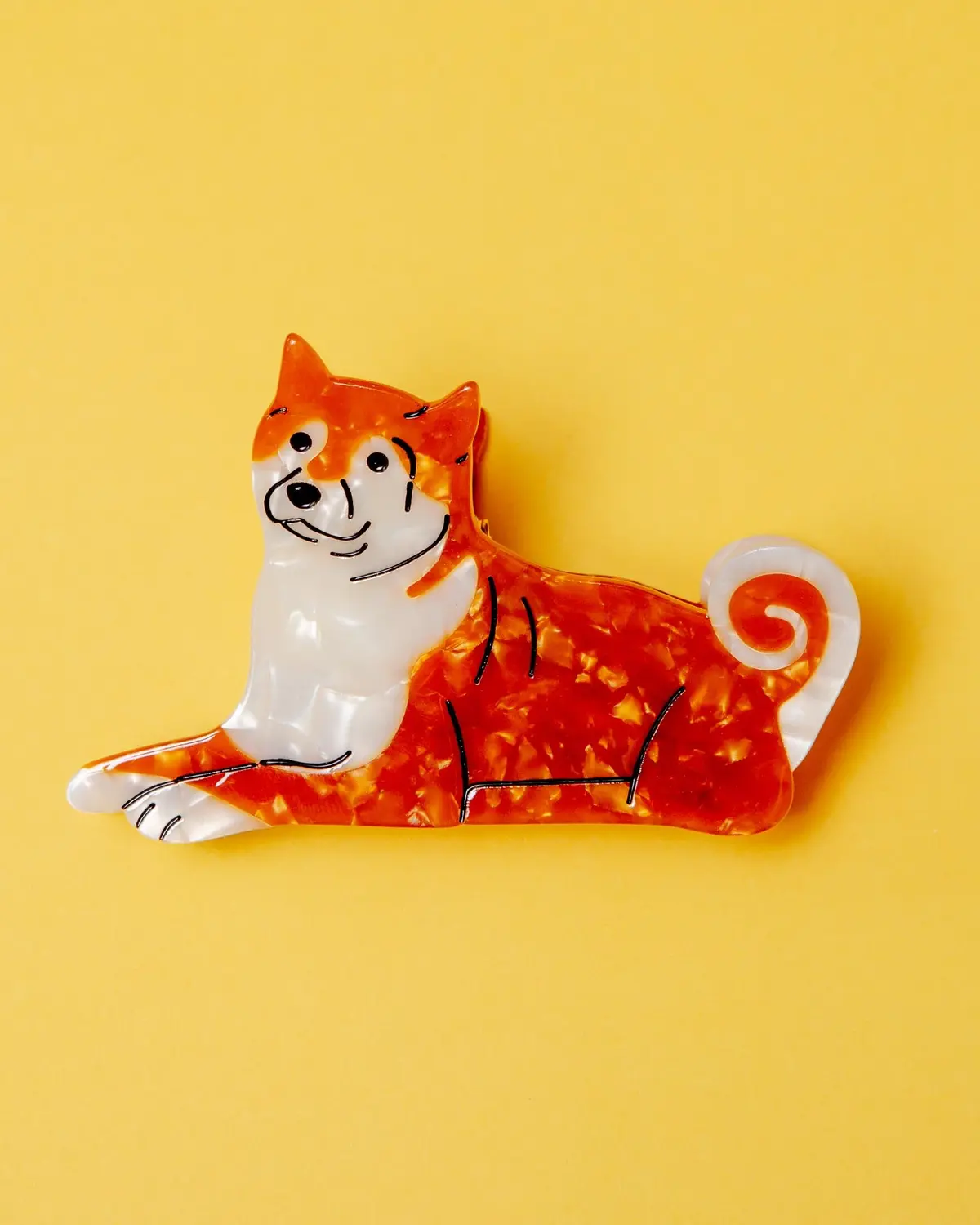 Hand Painted Shiba Inu Hair Clip 1