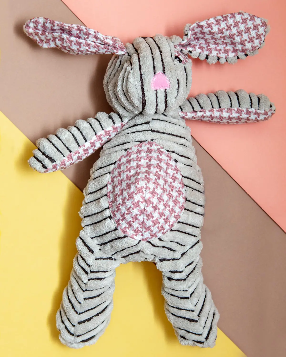 Corduroy Bunny Plush Dog Toy 1