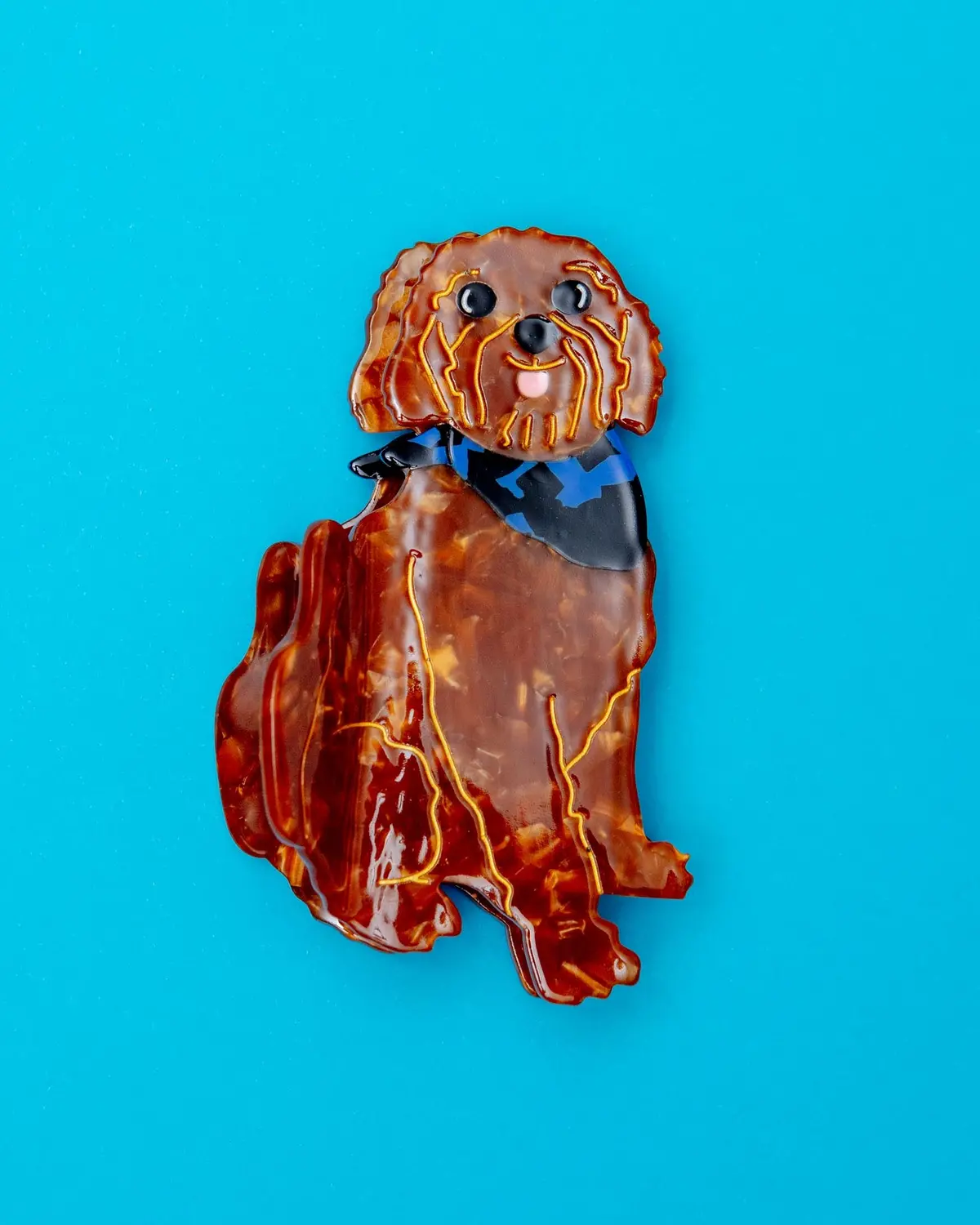 Hand Painted Goldendoodle Hair Clip 1