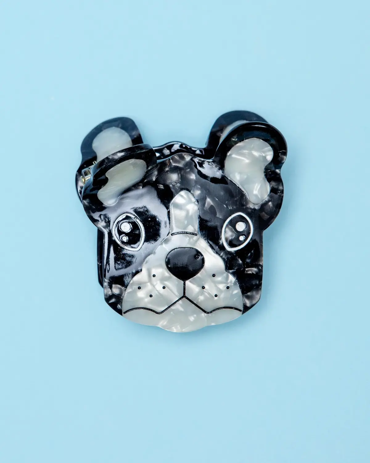 Hand Painted Frenchie Face Hair Clip 1
