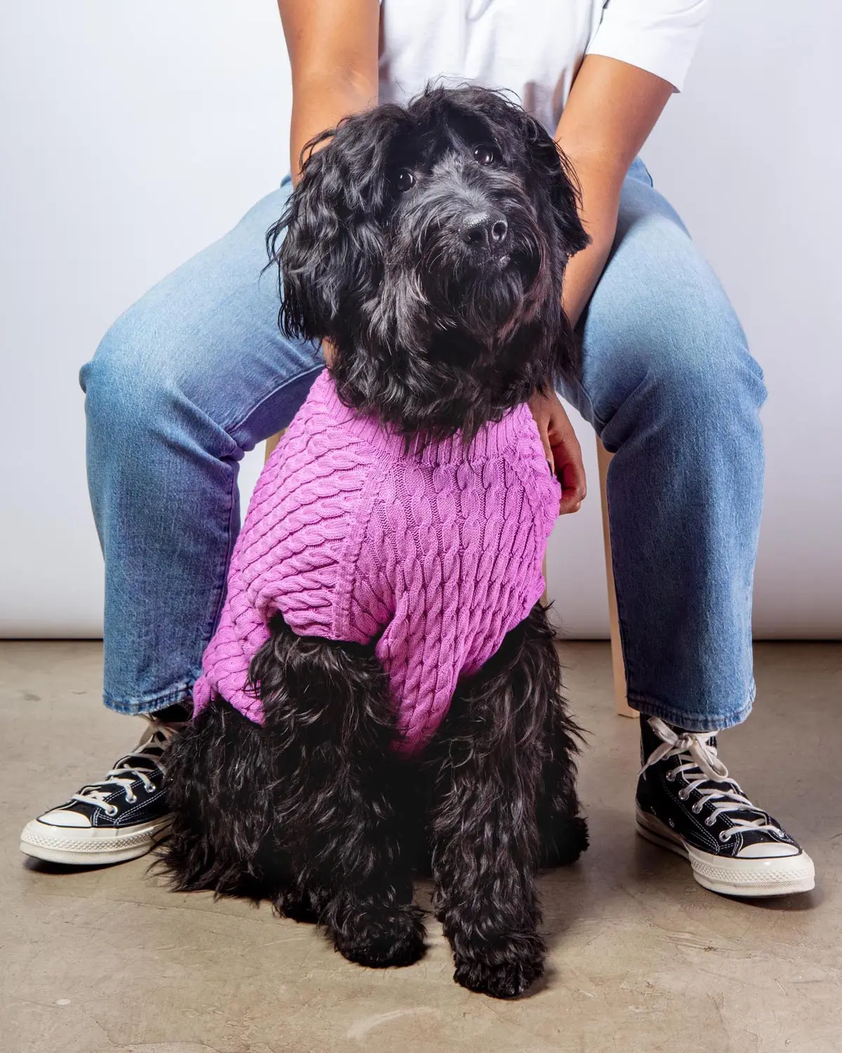 The Uptown Cable Knit Sweater In Radiant Orchid American Cotton (Made In Nyc) (Final Sale) 1