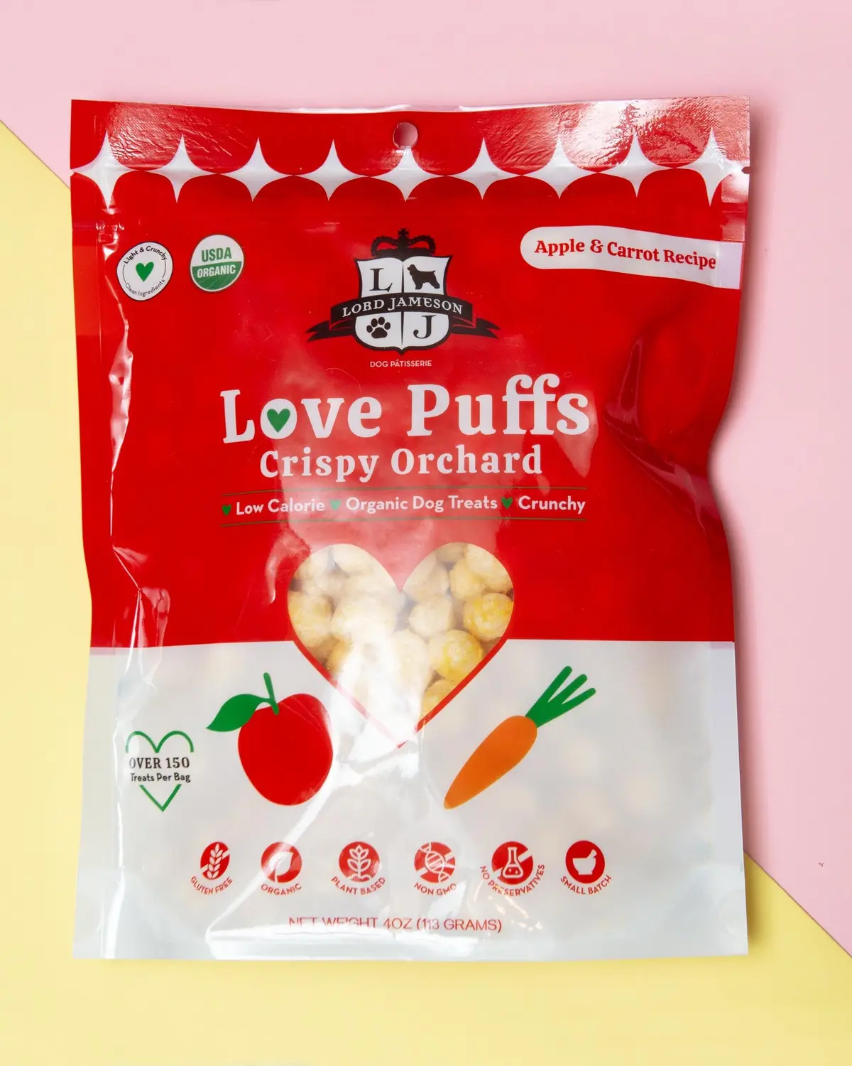 Crispy Orchard Love Puffs Organic Dog Treats 1
