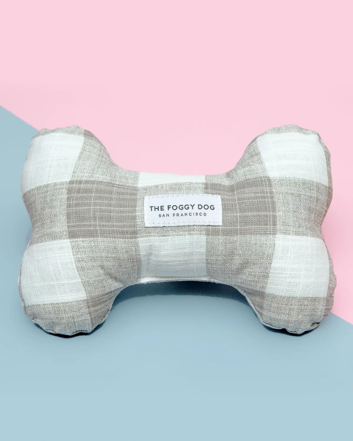 Warm Stone Gingham Dog Bone Toy (Made In The Usa) 1