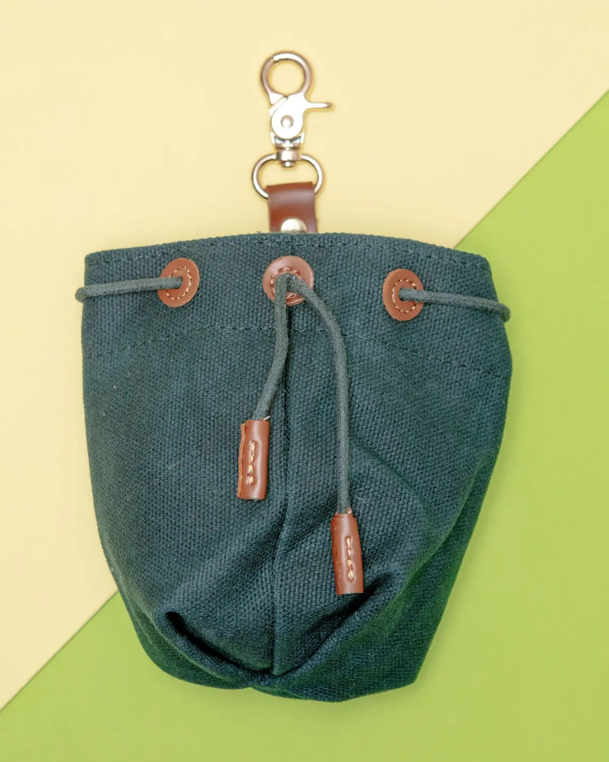 Waxed Canvas And Vegan Leather Dog Treat Knapsack In Evergreen<Br>(Final Sale) 1