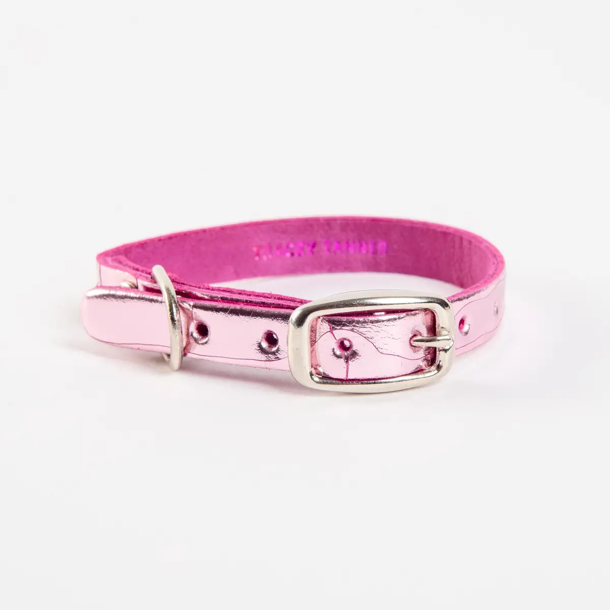 The Cleo Leather Tag Collar In Baby Pink Crackle (Dog & Co. Exclusive) 1