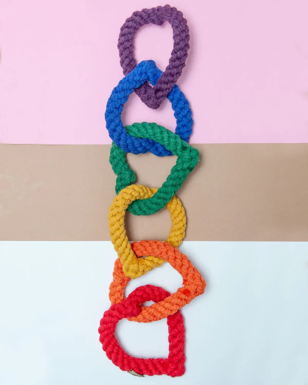 6 Chain Heart Rope Dog Toy In Rainbow 1