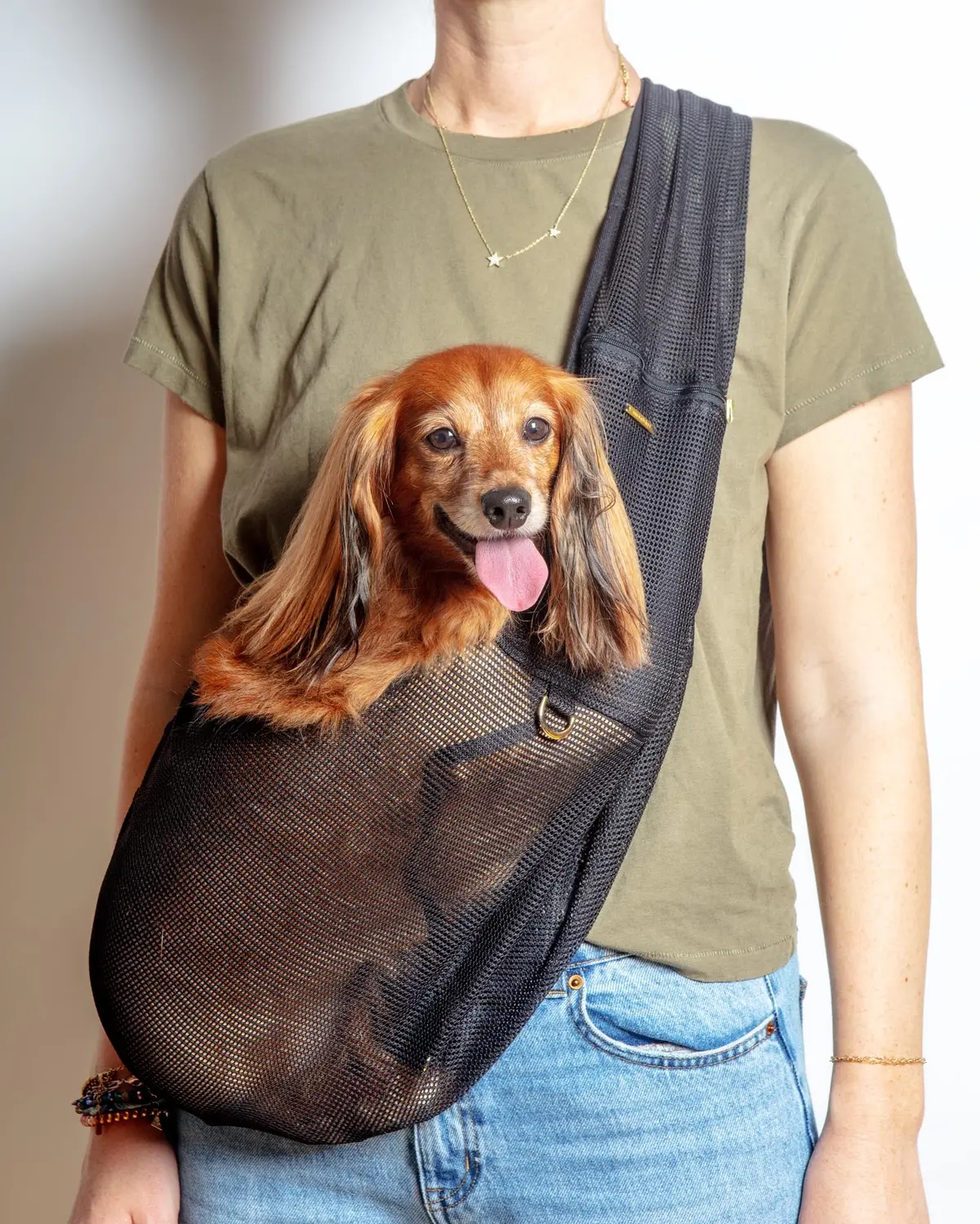 Mesh Dog Sling In Cafe Latte Or Black 1