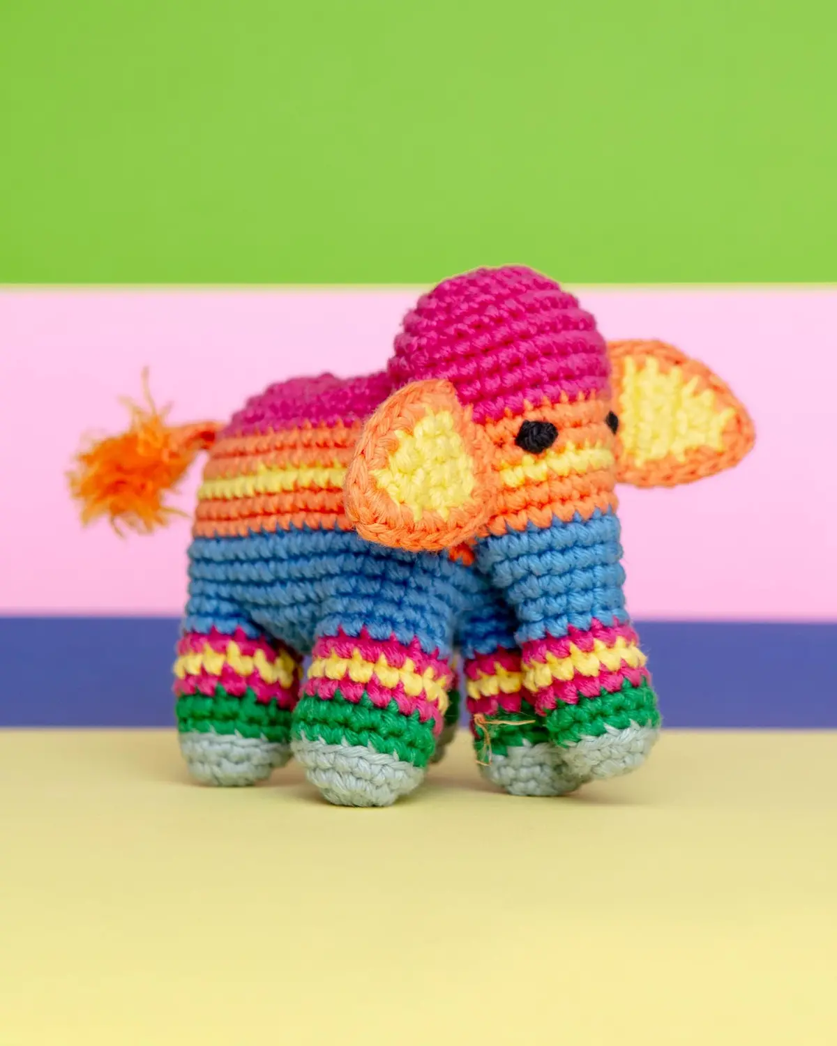 Cotton Crochet Striped Elephant Squeaky Toy For Dogs 1