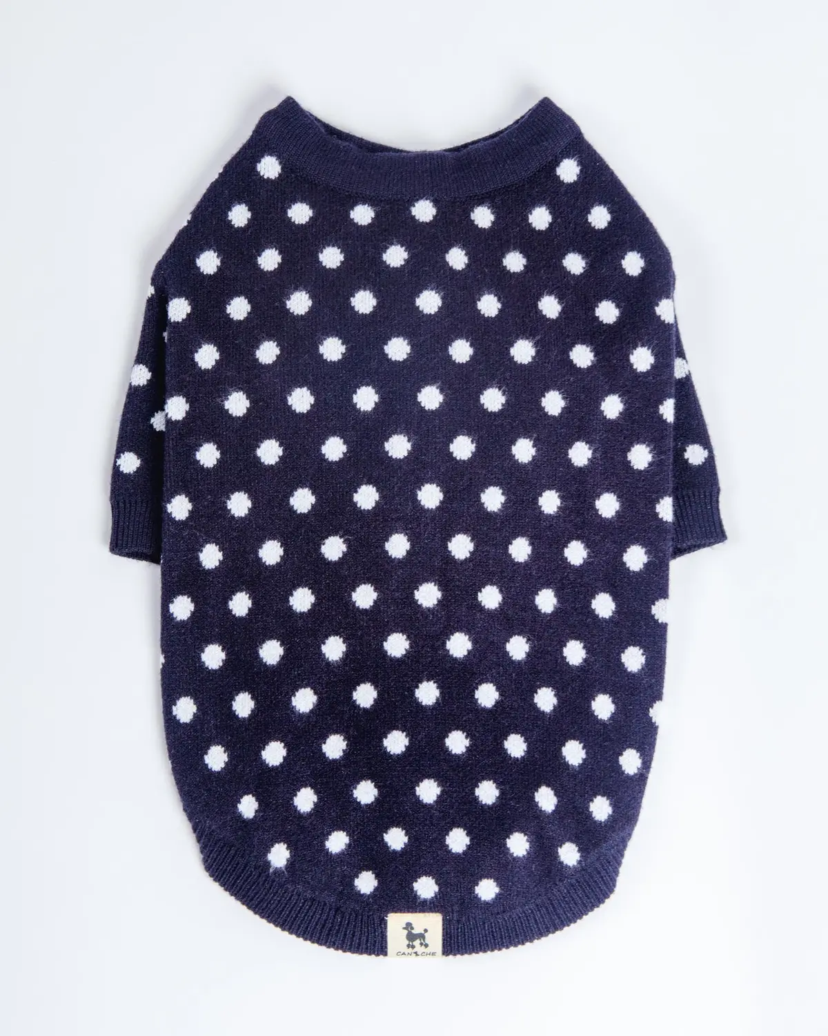 Polka Dot Knit Dog Sweater In Navy (Final Sale) 1