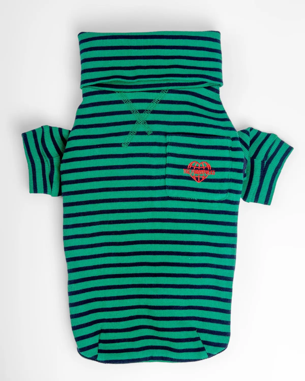 Stripe Dog Tee In Green & Navy (Final Sale) 1