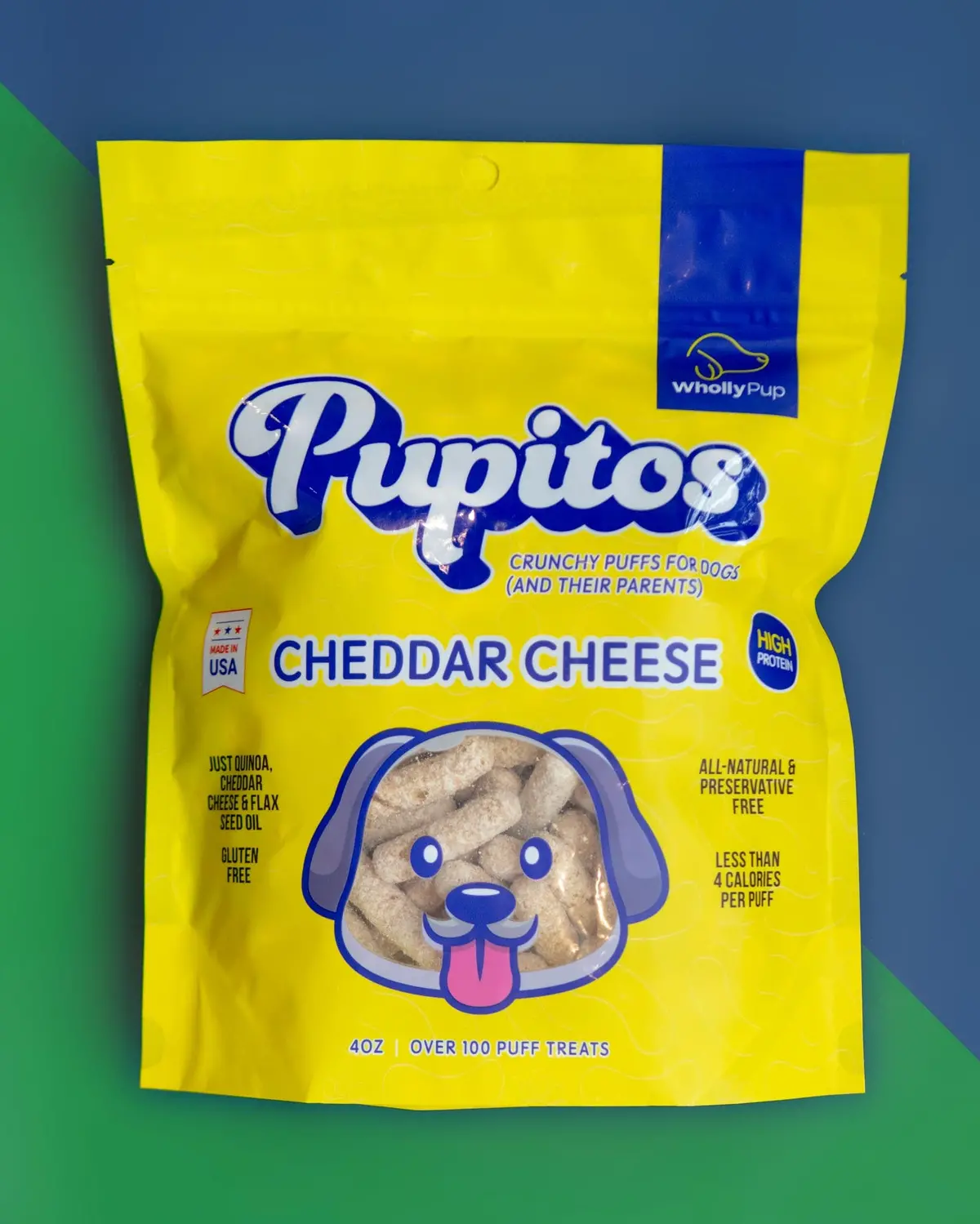 Pupitos Cheddar Cheese Dog Treat Puffs (Made In The Usa) 1