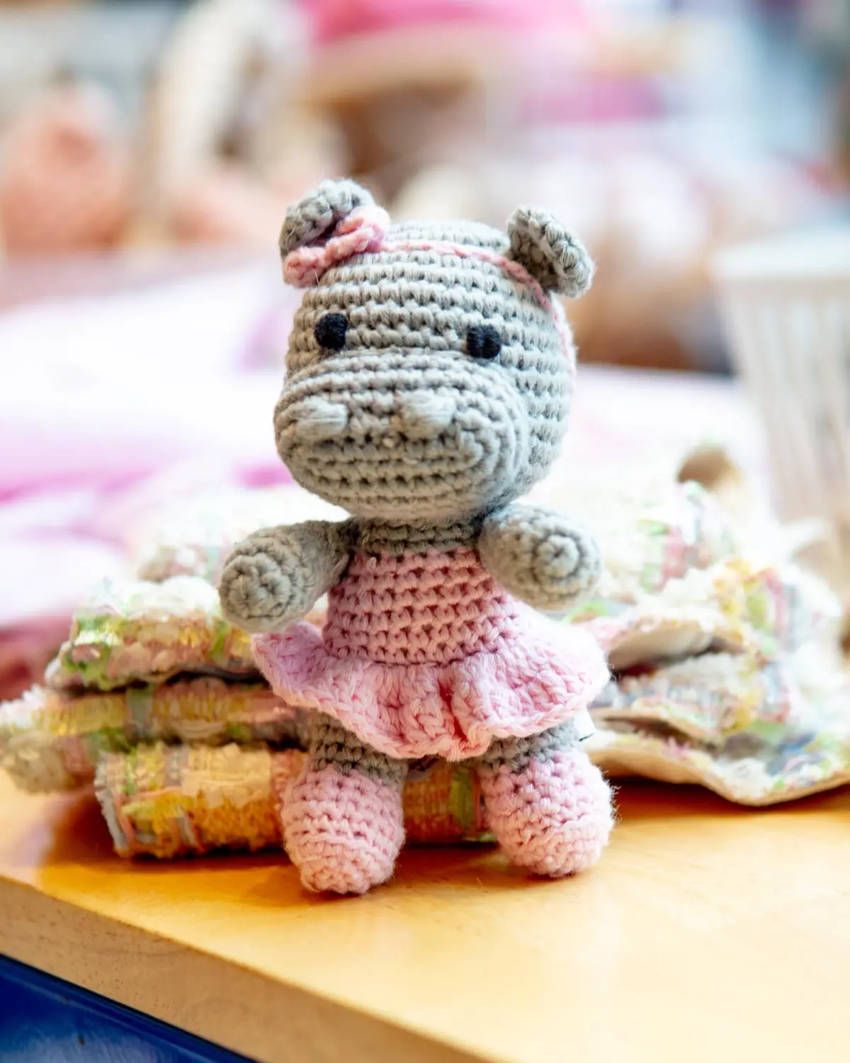 Hannah The Hippo Squeaky Knit Dog Toy 1