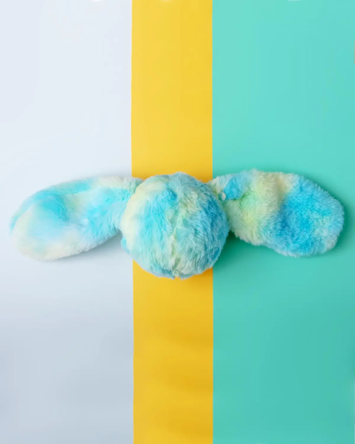 Fuzzy Wuzzie Squeaky Bunny Dog Toy In Blue And Green (Medium) 1