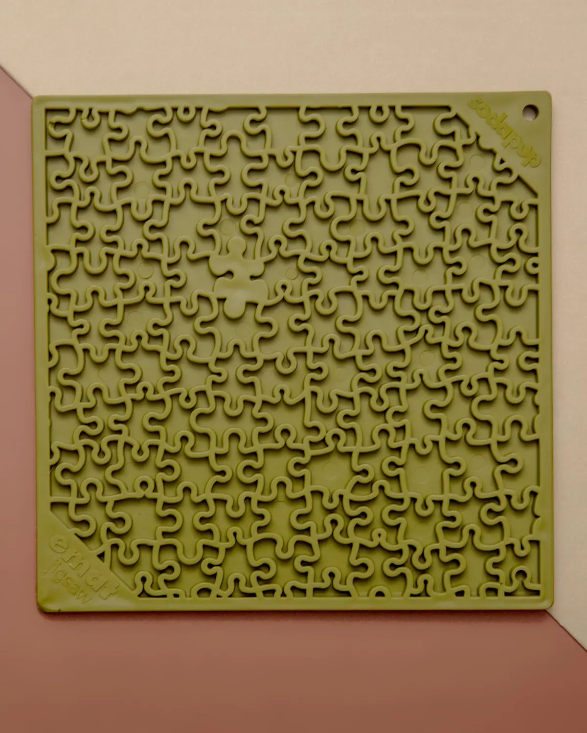 Jigsaw Design Dog Lick Mat In Green (Made In The Usa) 1