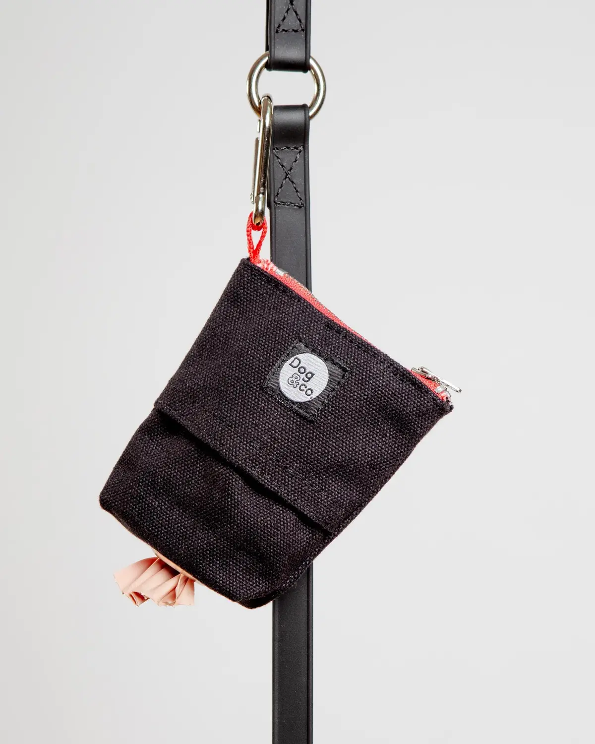 Good Girl Bag Treat + Poop Bag Holder In Black Canvas With Red Trim 1
