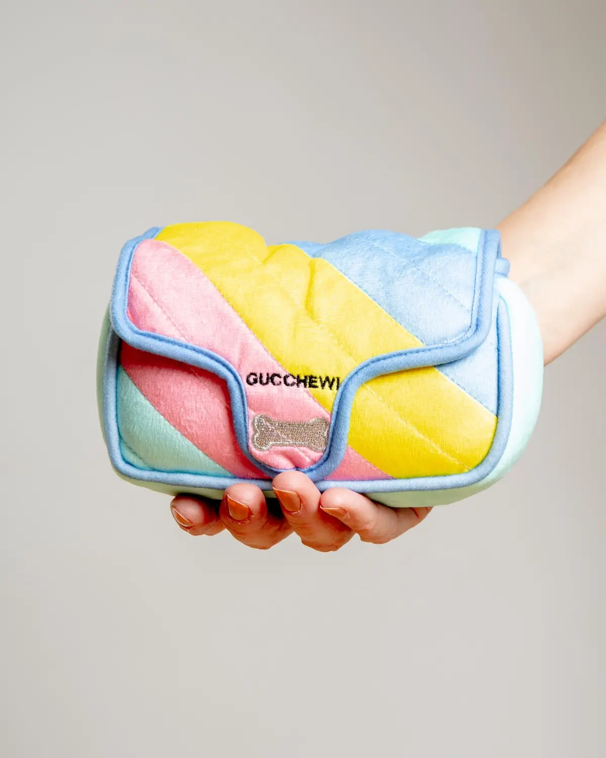 Gucchewy Rainbow Handbag Squeaky Plush Dog Toy (Final Sale) 1