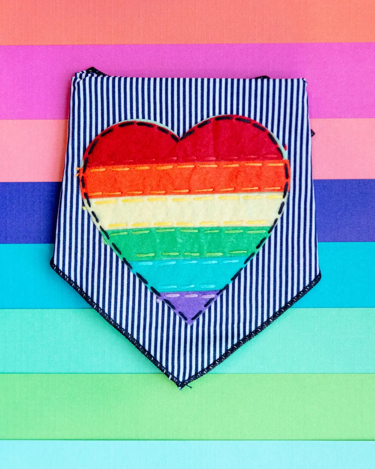 Rainbow Heart Dog Bandana 1