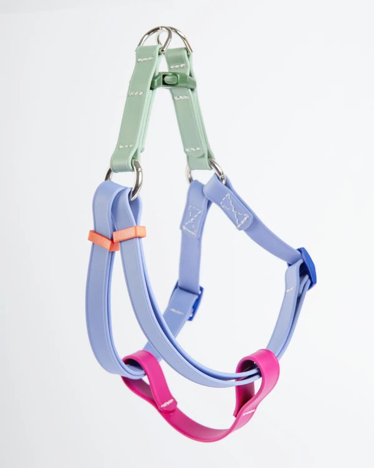 A Walk In The Park Waterproof Dog Harness In Magenta, Periwinkle, & Sage Green (Made In The Usa) 1