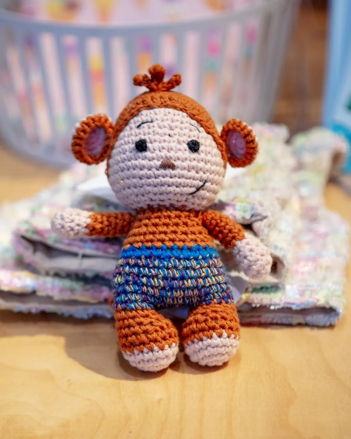 Mick The Monkey Squeaky Knit Dog Toy 1