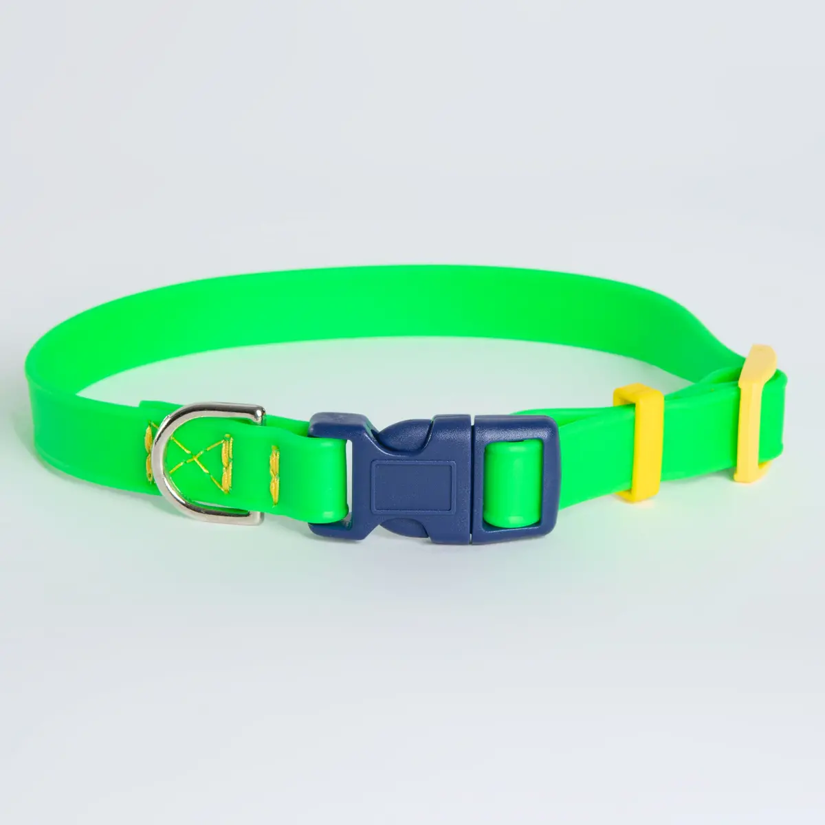 A Walk In The Park Dog Collar In Neon Green (Made In The Usa) 1