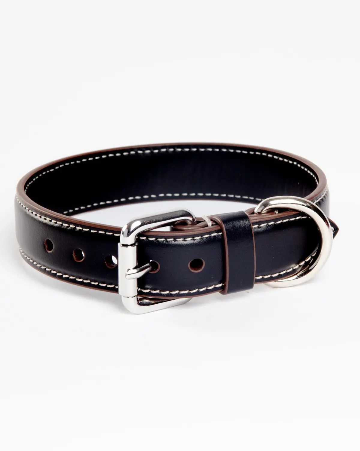 Leather Dog Collar In Black (Made In Italy) 1