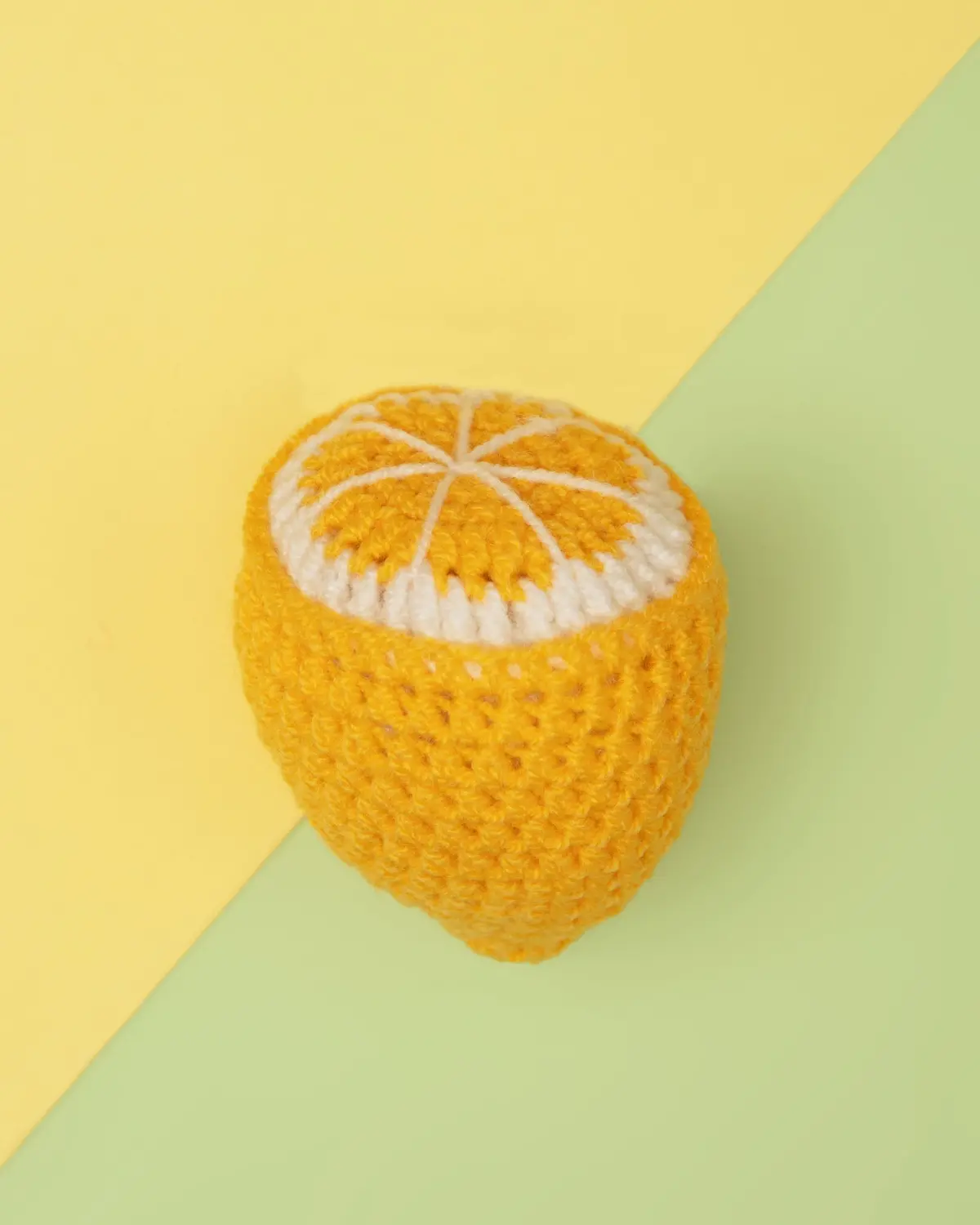 Hand-Knit Lemon Squeaky Dog Toy 1
