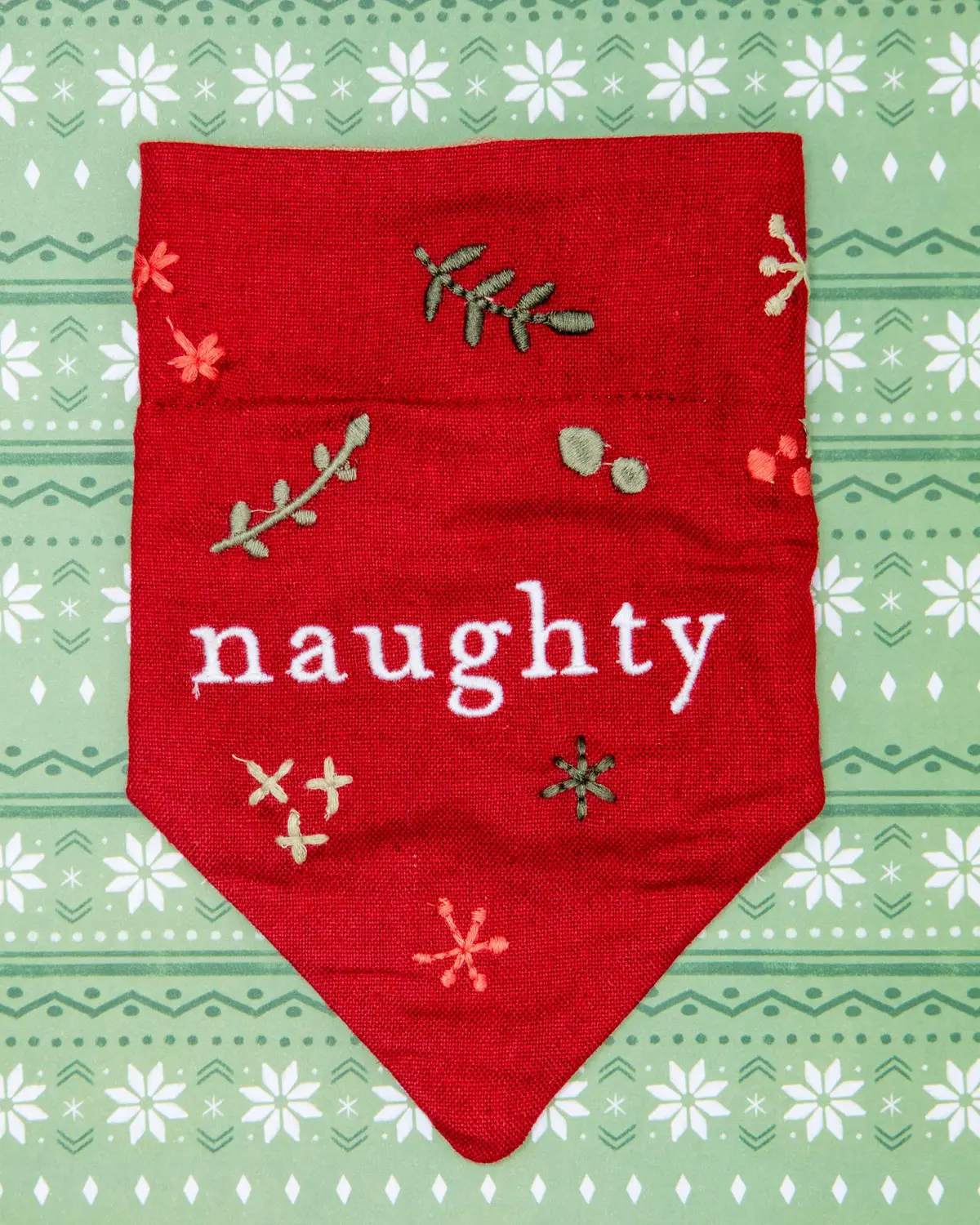 Naughty Or Nice Reversible Dog Bandana 1