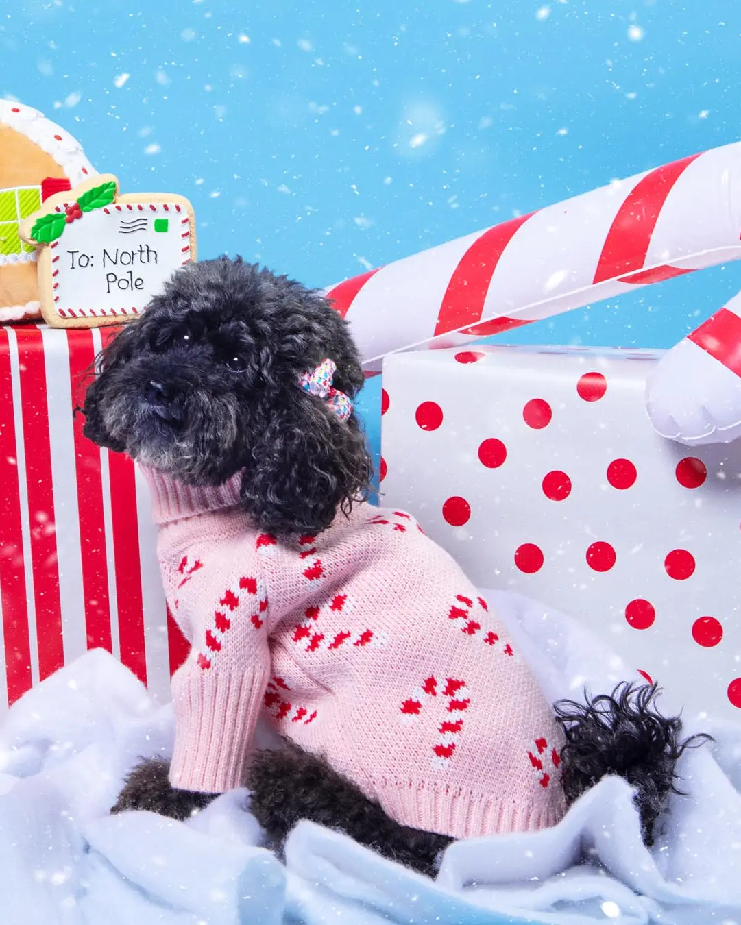 Pink Candy Cane Dog Sweater (Final Sale) 1
