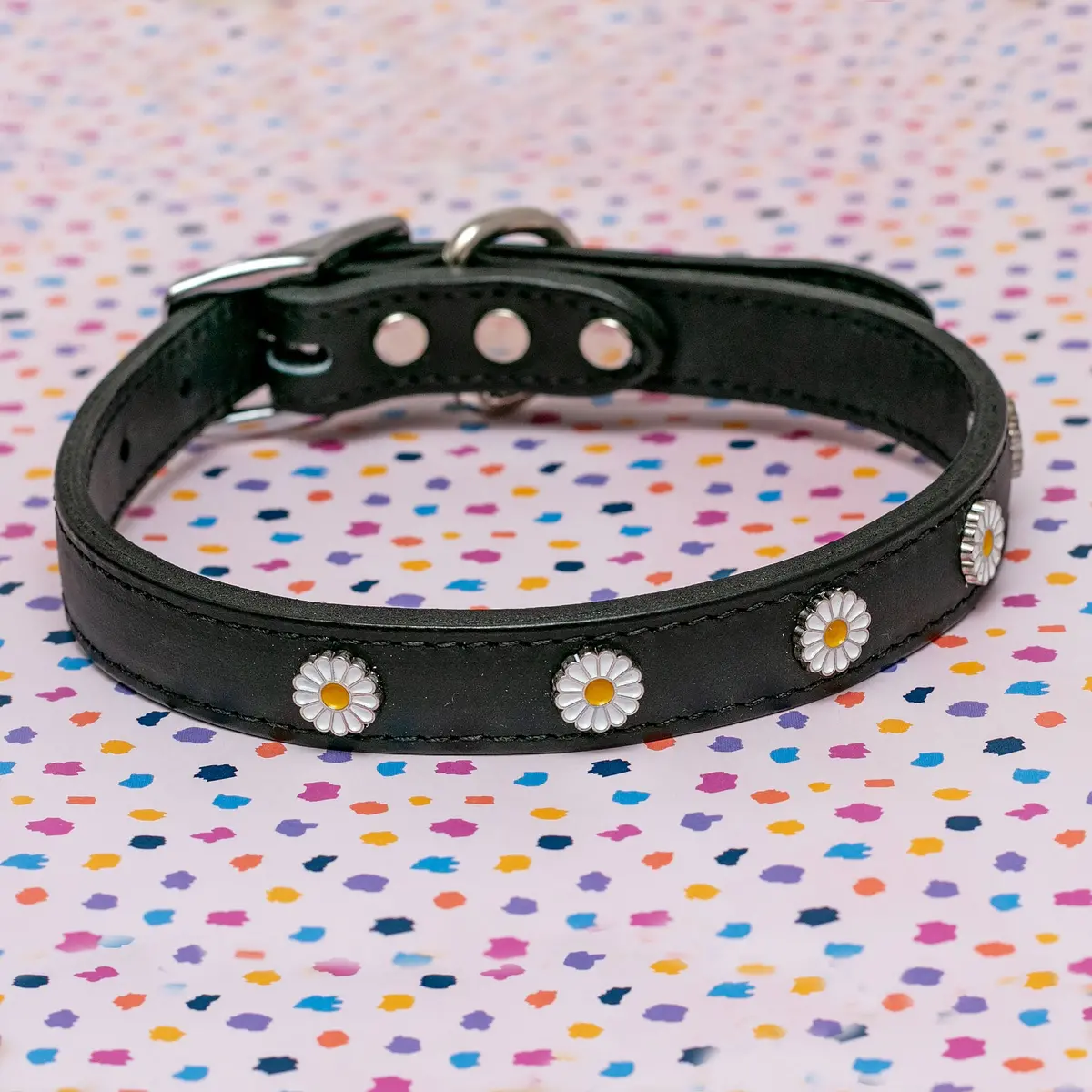 Daisy Dog Collar In Black Leather (Made In The Usa) << Final Sale >> 1