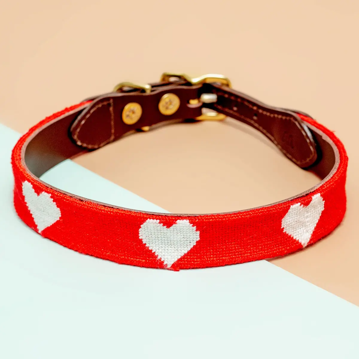 Big Hearted Needlepoint Dog Collar 1