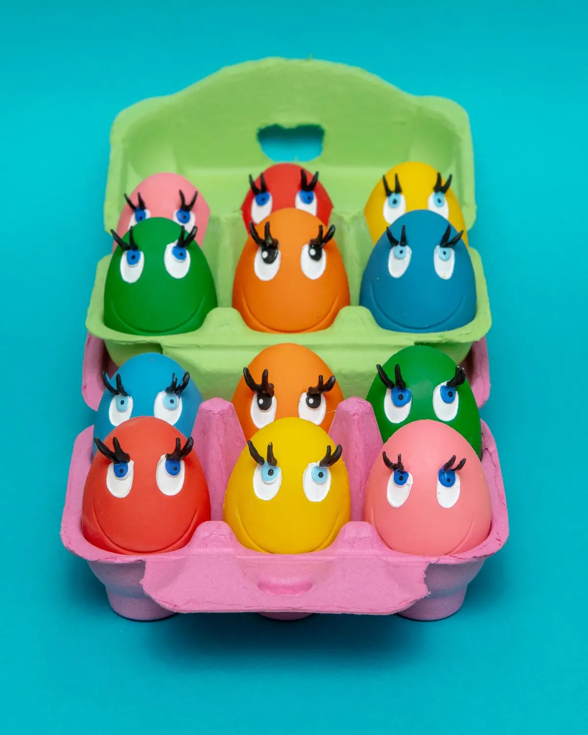 Multi-Color Squeaky Latex Dog Toy Egg Carton (6-Pack) 1