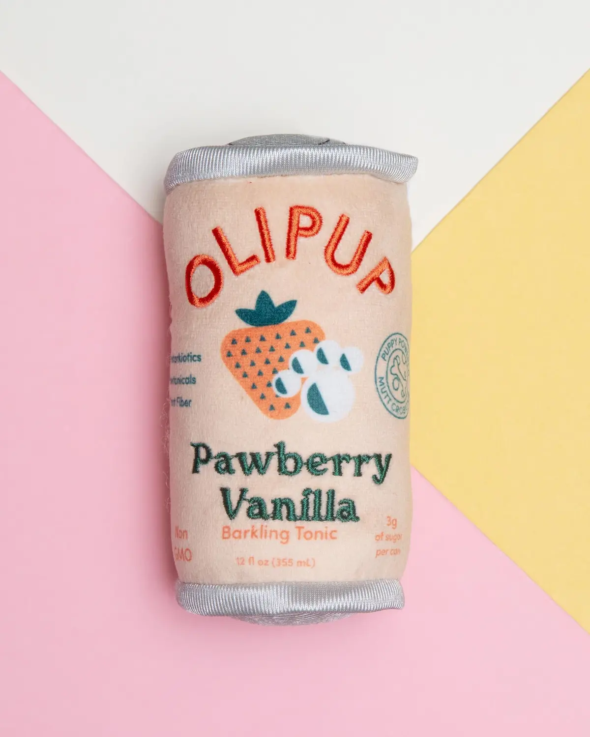 Olipup Pawberry Vanilla Squeaky Plush Dog Toy 1