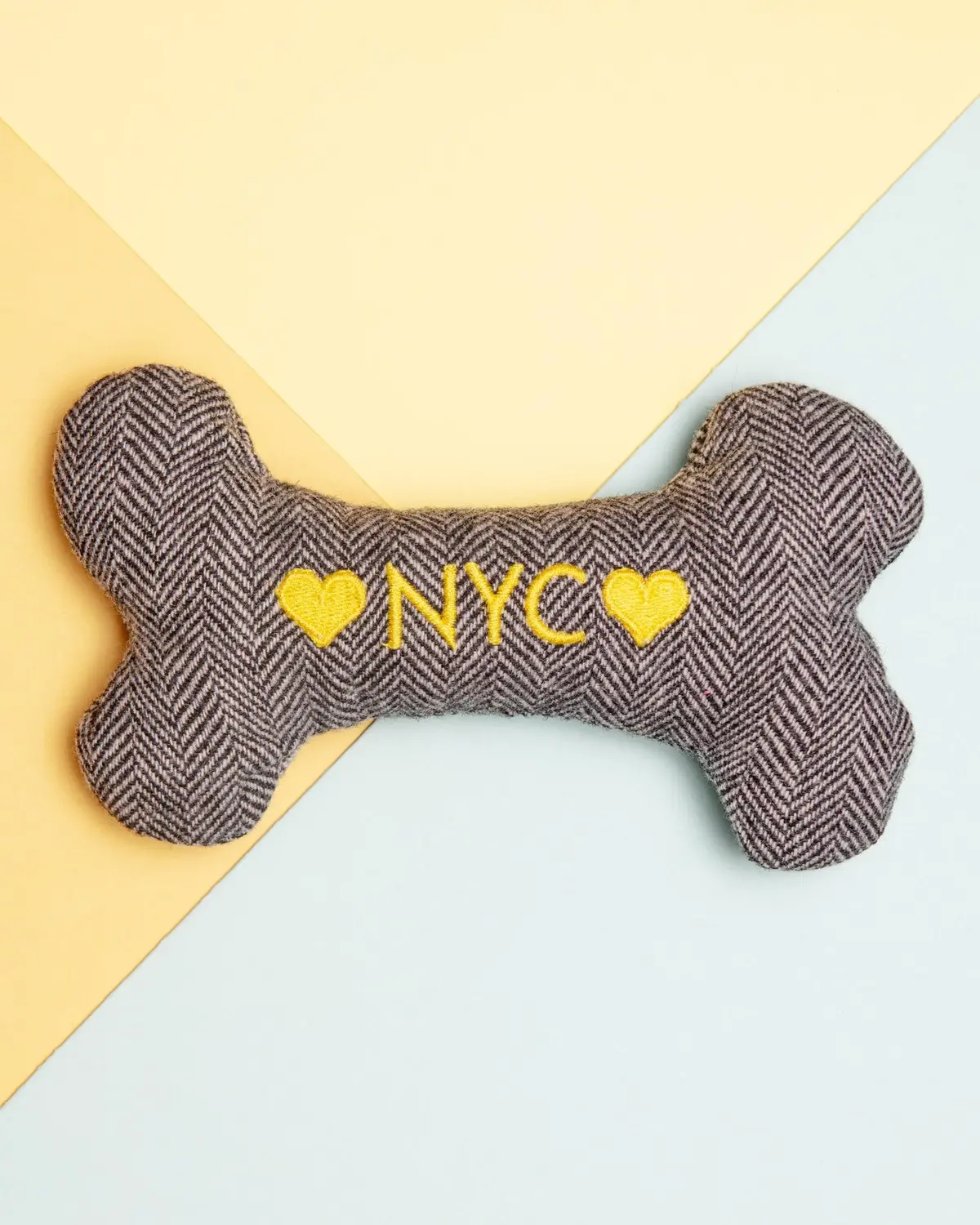 "Nyc" Tweed Squeaker Bone Dog Toy (Made In The Usa) 1