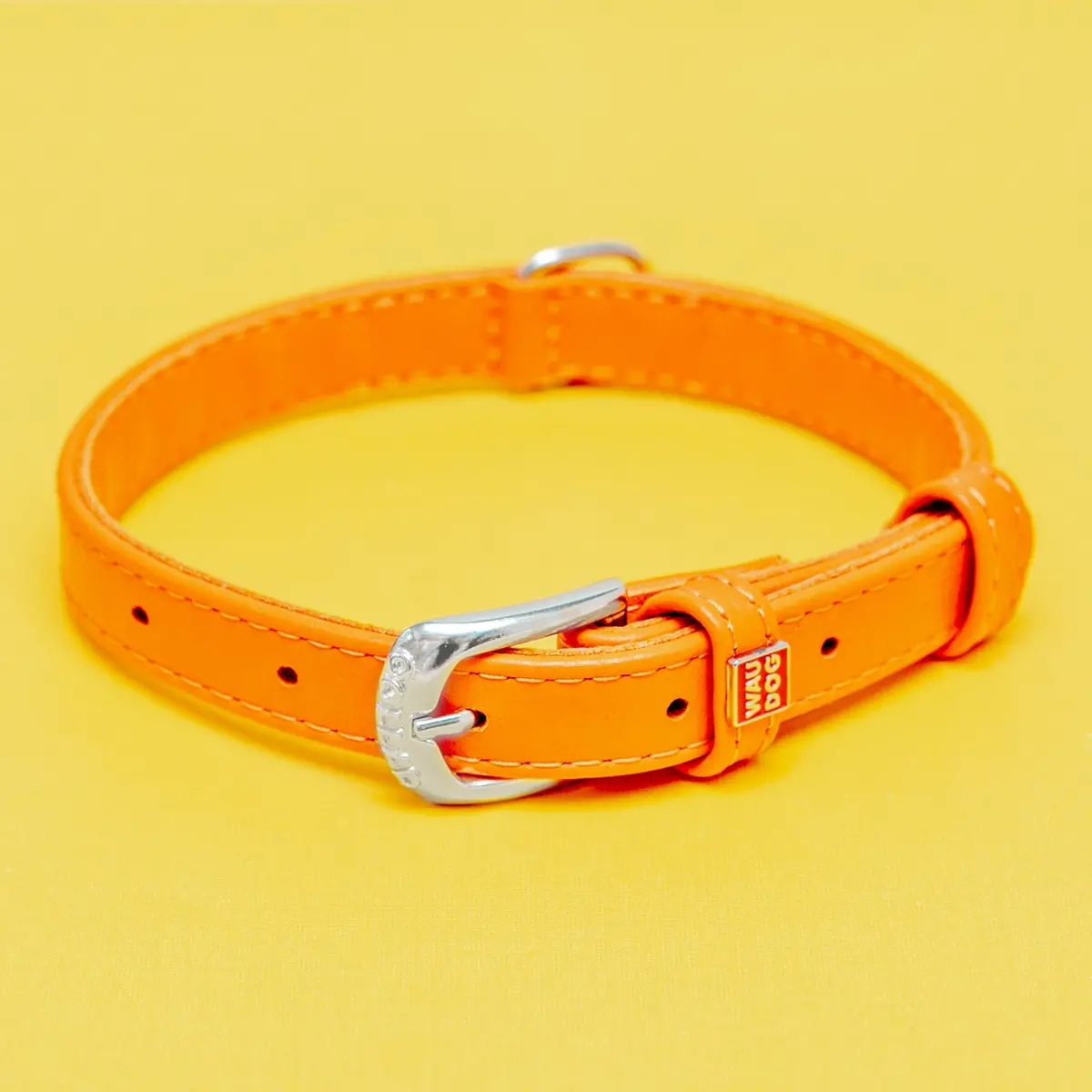Tangerine Orange Leather Dog Collar << Clearance >> 1